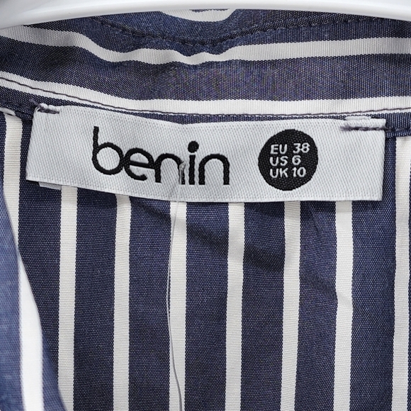 Benin Women's Striped Button Down Tunic Shirt -6 - Picture 4 of 7